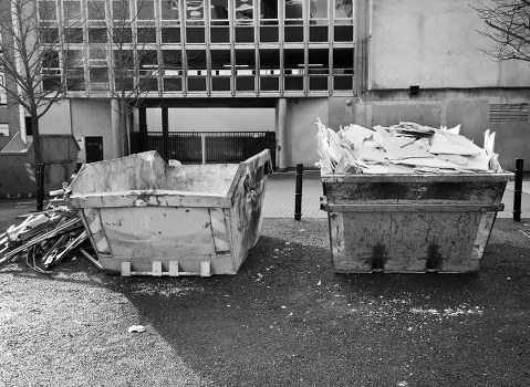 Waste collection truck operating in Bermondsey streets